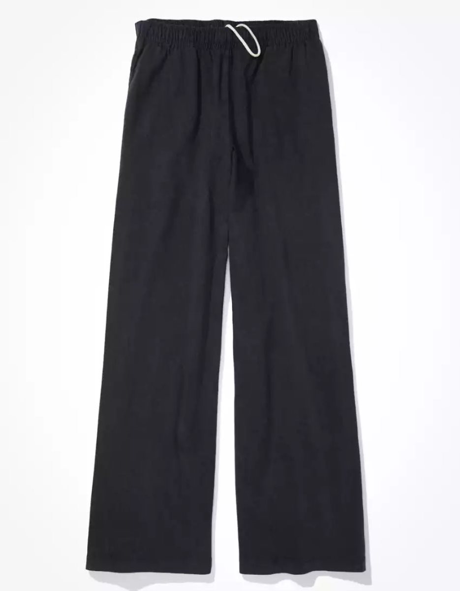 Pantalon Jogging American Eagle AE Sun Set Super High-Waisted Baggy Larges-Leg Knit Pant Noir Femme | ZVT-07033200